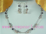 ornate pearls jewelry&crystal beads necklace set